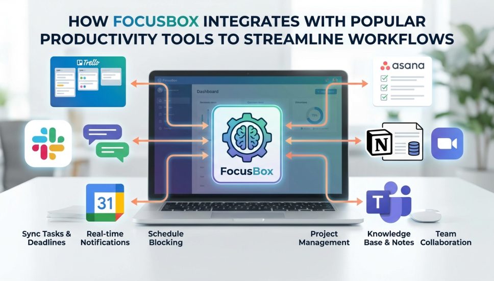 How FocusBox Integrations Supercharge Productivity: Connect Google Calendar, Trello, Slack & More (2026 Guide) How FocusBox Integrations Supercharge Productivity: Connect Google Calendar, Trello, Slack & More (2026 Guide)
