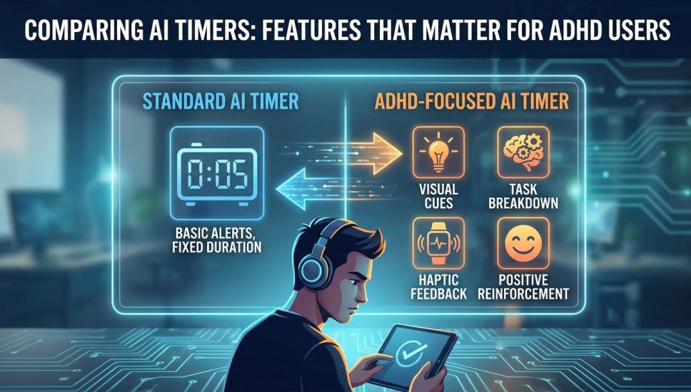 Comparing AI Timers: The Features That Truly Matter for ADHD Users (2026 Guide) Comparing AI Timers: The Features That Truly Matter for ADHD Users (2026 Guide)